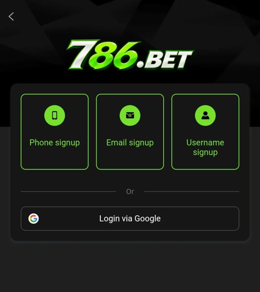 786bet game registration screen