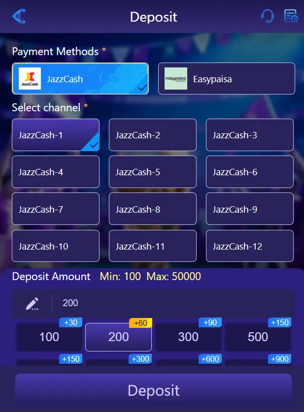 81cc game deposit screen