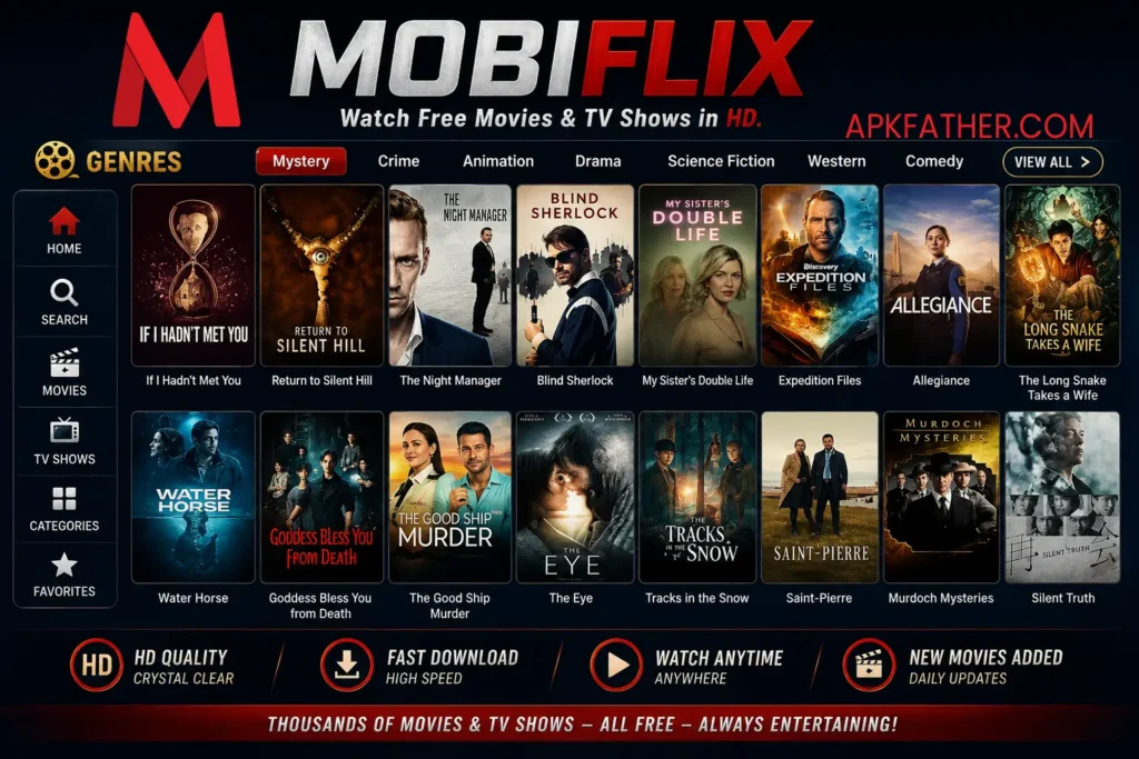 Mobiflix streaming interface