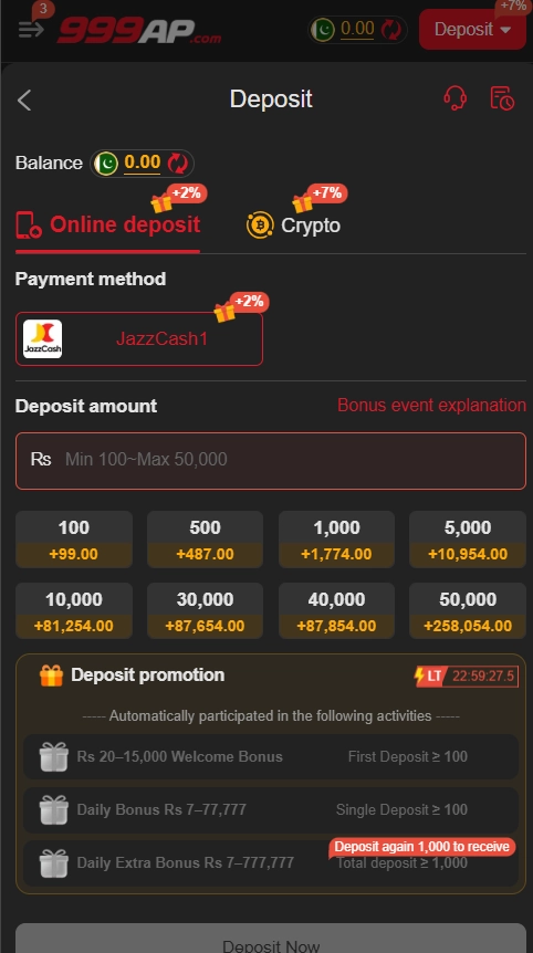 999ap Game deposit